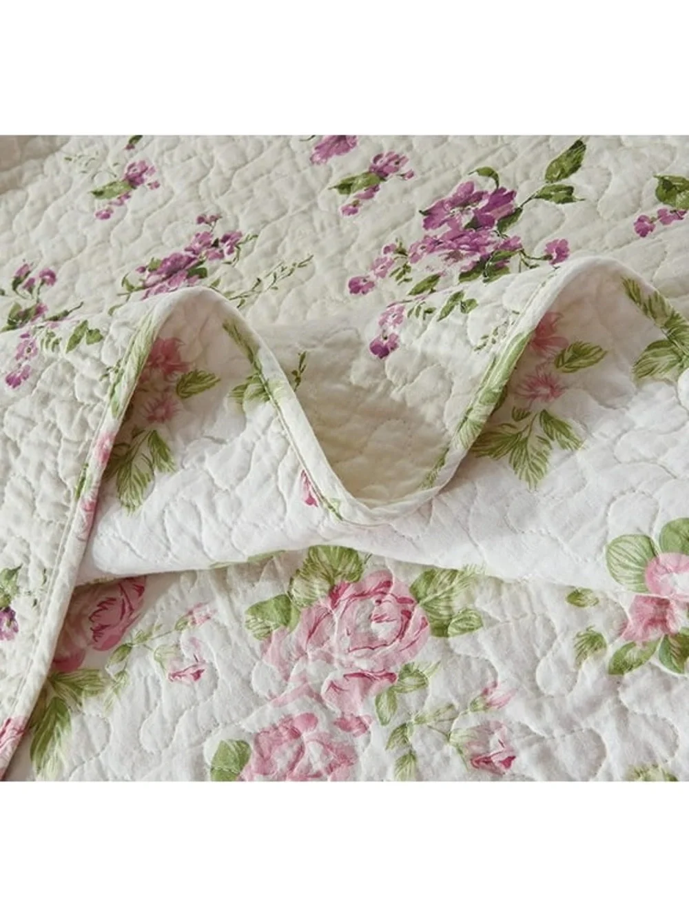 Floral Quilt Set Twin 2 piece quilt set Pink Rose Pattern 100% cotton